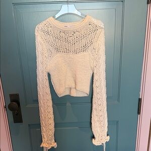 Zara Cream Knit Crochet Top